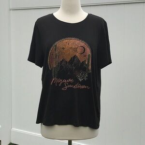 NWOT H&M Dark Brown Mojave Sundown Graphic Short Sleeve Relaxed T-Shirt Large